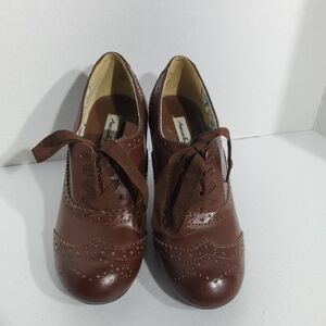 American Eagle Womens 5.5 Brown High Heel Laced Ankle Shoes 1940s Vibes